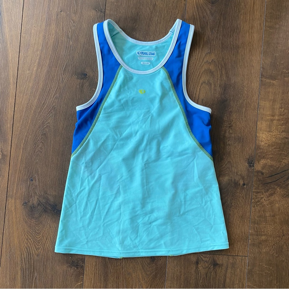 Pearl Izumi Teal and Navy with lime stitching Tank Top size M